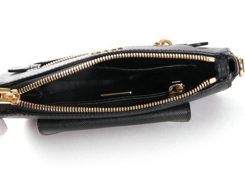 2014 Prada saffiano calfskin Mini Bag BT0834 black - Click Image to Close